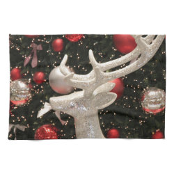 Holiday Reindeer Christmas Tree Ornaments Design Kitchen Towel