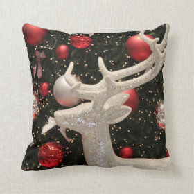 Holiday Reindeer Christmas Tree Ornaments Pillow