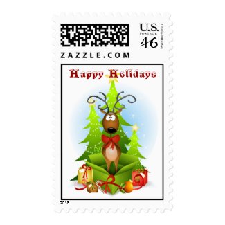 Holiday Reindeer in a Gift Box stamp
