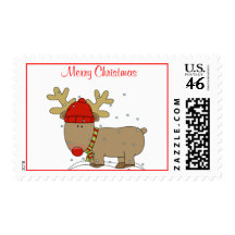 Holiday Reindeer Postage Stamp
