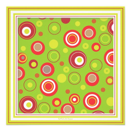 Holiday Retro Red & Green Polka Dot Party Custom Invitations