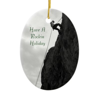 Holiday Rock Climbing Rockin Christmas Ornament