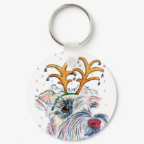 Holiday Schnauzer Keychain