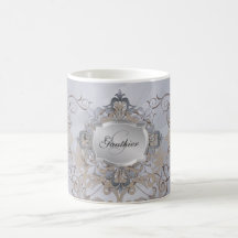 Holiday Silver Monogram Bronze Scroll Coffee Mug