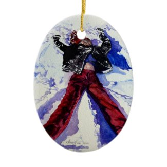 Holiday Snow Angel Watercolor Art Ornament