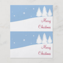 Holiday snow trees large diy gift bag hang tag flyer design