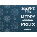 Holiday Snowflakes on Blue Damask Greeting Card. card