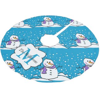 Holiday Snowman Brushed Polyester Tree Skirt