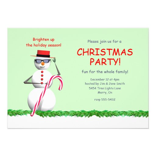 Holiday Snowman Christmas Party Personalized Invites