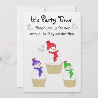 Holiday Snowman Cupcake Invitation invitation