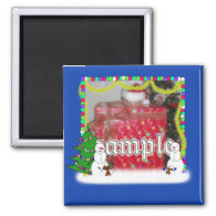 Holiday Snowman Family Photo Frame 2 Inch Square Magnet