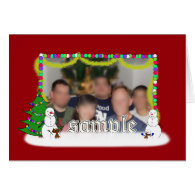 Holiday Snowman Family Photo Frame Greeting Card