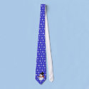Holiday Snowman on Blue Snowflake Pattern Tie