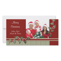 Holiday Stripes Holly Holiday Photo Card photo cards