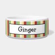 Holiday Stripes Personalized Pet Bowls petbowl