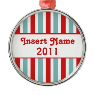 Holiday Stripes Premium Round Christmas Ornament ornament