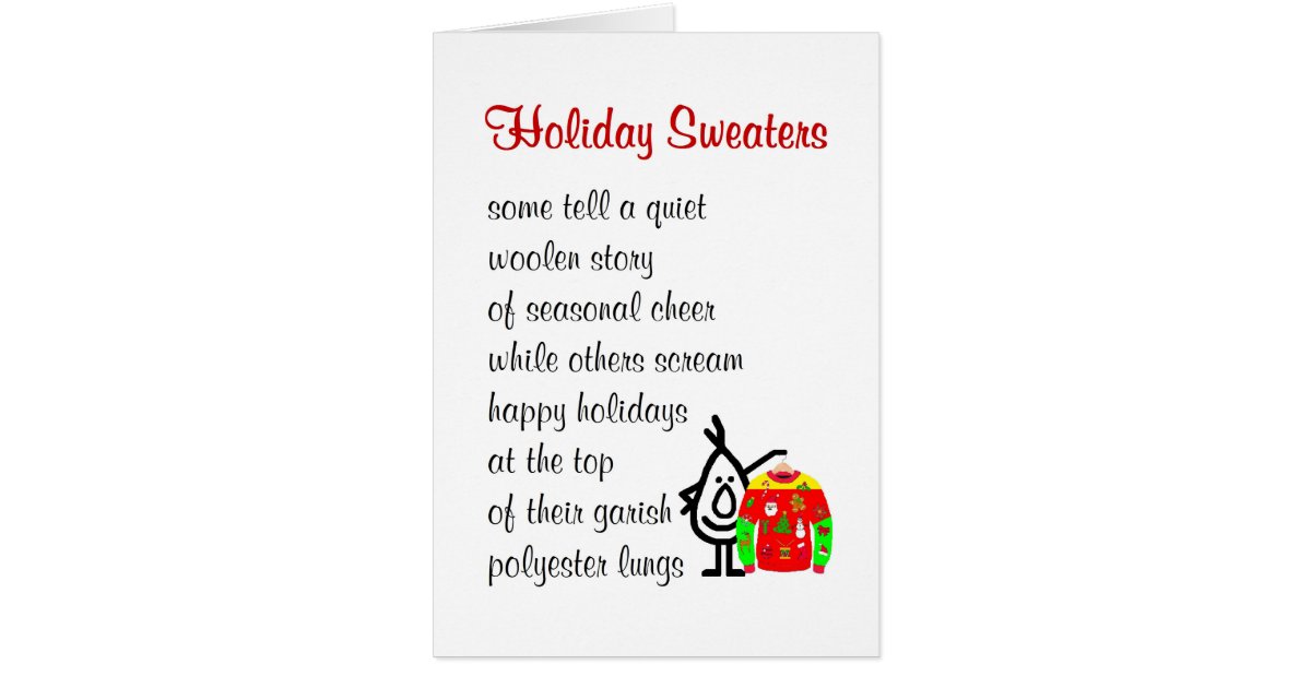 holiday sweaters a funny christmas poem card zazzle holiday sweaters a funny christmas poem card zazzle