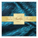 Holiday Teal and Gold Ribbon New Years Invitation