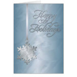 Holiday Teal Foil Silver Snowflake Card
