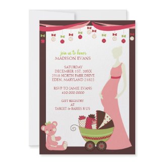 Holiday Theme Baby Shower Invitations {Baby Girl} invitation