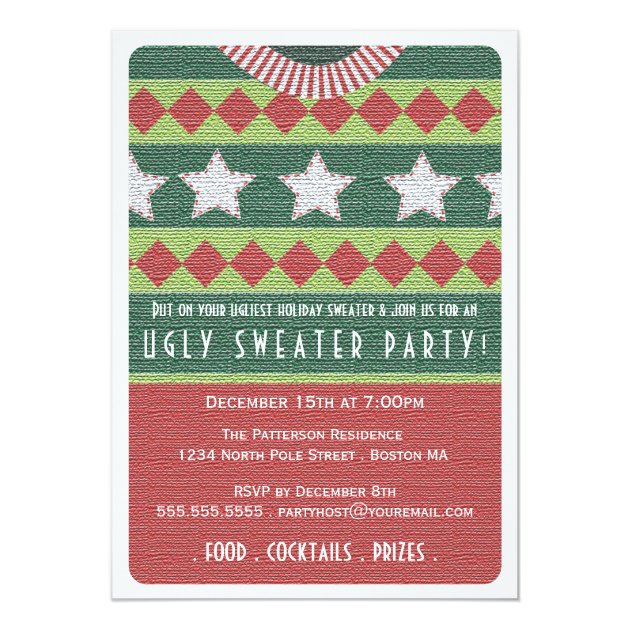 Holiday Ugly Sweater Party Invitation (front side)