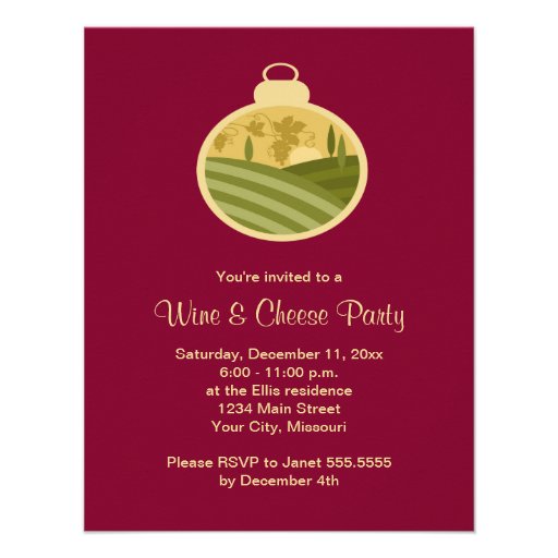 Holiday Wine and Cheese Party Invitations