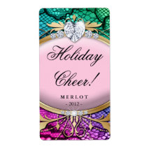 Holiday Wine Label Pretty Lace Pink Jewelry