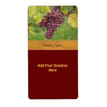 Holiday Wine Label with Red Grapes