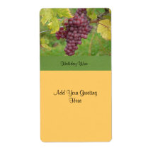 Holiday Wine Label with Red Grapes