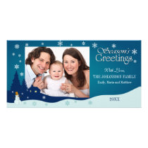 Holiday Winter Landscape with Snowman Photo Cards photo cards