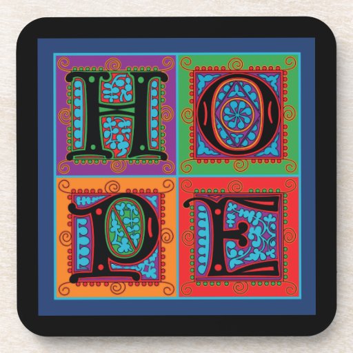 Holiday Word of Hope Drink Coaster