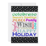 Holiday Words Small Card Personalized Invitation