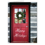 Holiday Wreath and Red Door Greeting Card
