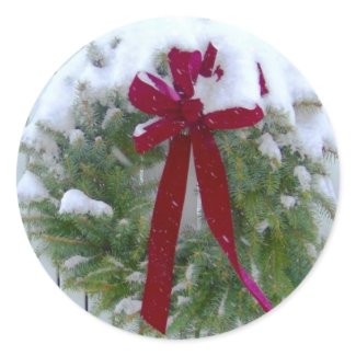 Holiday Wreath Christmas Card Seal sticker