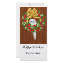Holiday Wreath Kitten Photo Card photo cards by twopurringcats Holiday Wreath Kitten Photo Card photo cards