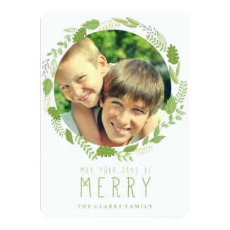 HOLIDAY WREATH | MODERN HOLIDAY PHOTO CARD CUSTOM ANNOUNCEMENTS