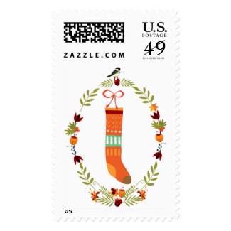 Holiday Wreath Stocking Greeting Stamp