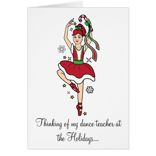 Holidays Dance Teacher Ballerina with Candy Cane Card