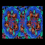 Holistic Blue Floral Patterns posters