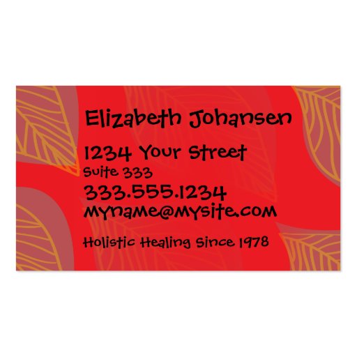 Holistic Massage Therapy Salon Tanning Beauty Spa Business Card (front side)