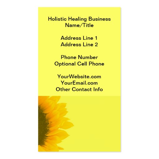 Holistic Sunflower Gardening Business Card (back side)