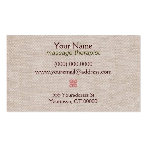 Holistic Therapist Business Card (back side)