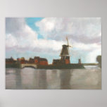 Holland Windmills Painting Poster