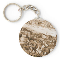 Hollar's Globe Theatre Long View of London Keychains