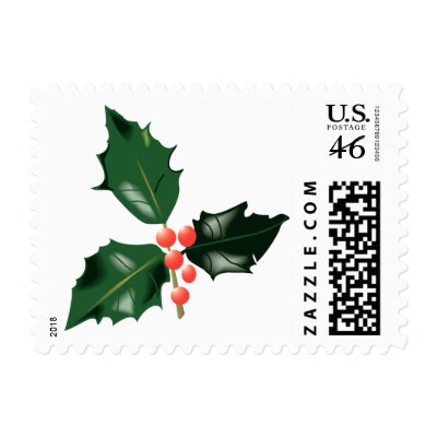Holly and Berries Postage Stamp by White_Wedding