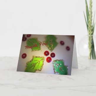 Holly and Berry Ornament Thank You Card card