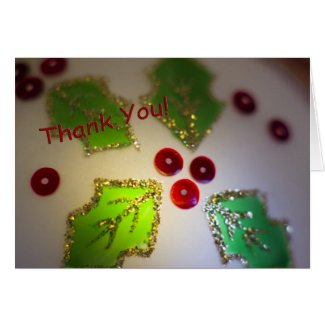 Holly and Berry Ornament Thank You Card