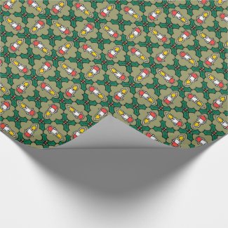 Holly and Candles Christmas Giftwrap: Green Wrapping Paper
