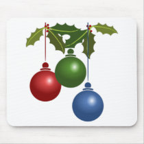 Holly and Christmas Ornaments Design mousepads