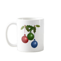 Holly and Christmas Ornaments Design mugs